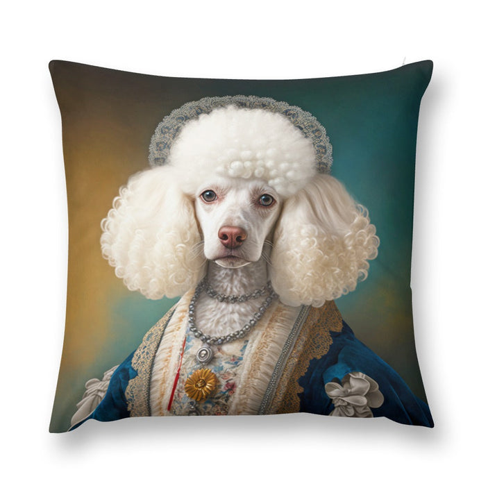 Regal Pompon White Poodle Plush Pillow Case-Cushion Cover-Dog Dad Gifts, Dog Mom Gifts, Home Decor, Pillows, Poodle-4