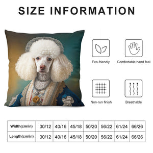 Regal Pompon White Poodle Plush Pillow Case-Cushion Cover-Dog Dad Gifts, Dog Mom Gifts, Home Decor, Pillows, Poodle-12 "×12 "-White-1