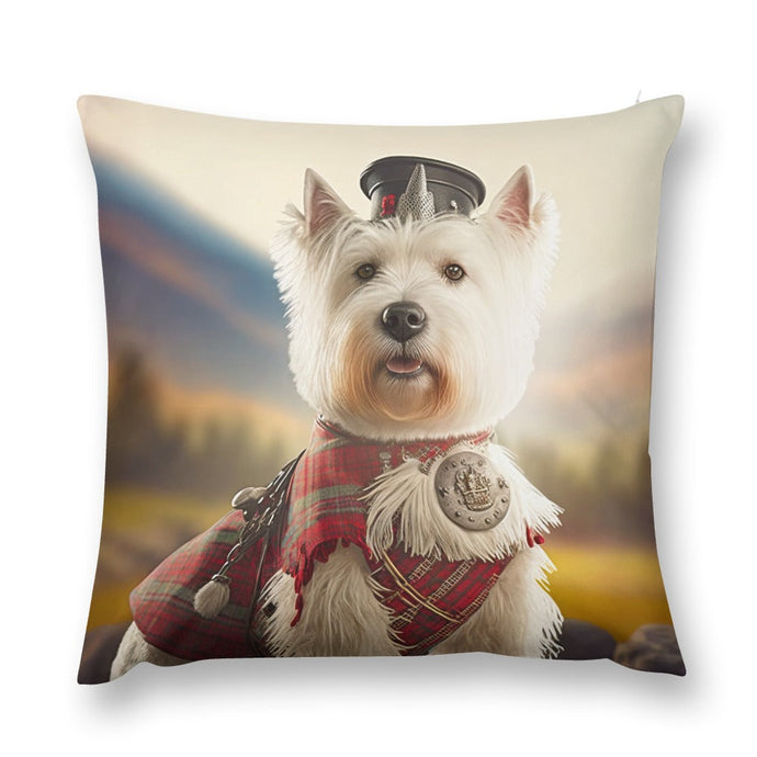 Regal Regalia Westie Plush Pillow Case-Cushion Cover-Dog Dad Gifts, Dog Mom Gifts, Home Decor, Pillows, West Highland Terrier-3