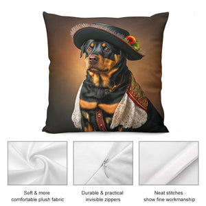 Regal Renaissance Rottweiler Plush Pillow Case-Cushion Cover-Dog Dad Gifts, Dog Mom Gifts, Home Decor, Pillows, Rottweiler-2