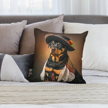 Load image into Gallery viewer, Regal Renaissance Rottweiler Plush Pillow Case-Cushion Cover-Dog Dad Gifts, Dog Mom Gifts, Home Decor, Pillows, Rottweiler-4