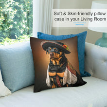 Load image into Gallery viewer, Regal Renaissance Rottweiler Plush Pillow Case-Cushion Cover-Dog Dad Gifts, Dog Mom Gifts, Home Decor, Pillows, Rottweiler-5