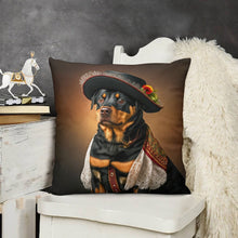 Load image into Gallery viewer, Regal Renaissance Rottweiler Plush Pillow Case-Cushion Cover-Dog Dad Gifts, Dog Mom Gifts, Home Decor, Pillows, Rottweiler-6