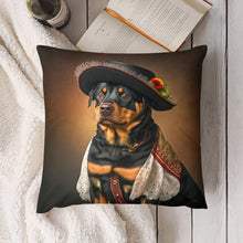 Load image into Gallery viewer, Regal Renaissance Rottweiler Plush Pillow Case-Cushion Cover-Dog Dad Gifts, Dog Mom Gifts, Home Decor, Pillows, Rottweiler-7