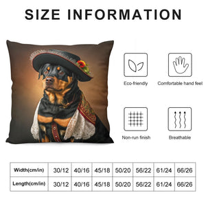 Regal Renaissance Rottweiler Plush Pillow Case-Cushion Cover-Dog Dad Gifts, Dog Mom Gifts, Home Decor, Pillows, Rottweiler-12 "×12 "-White-1