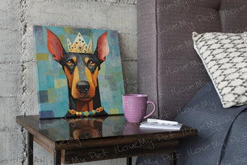Regal Resonance Doberman Wall Art Poster-Art-Doberman, Dog Art, Home Decor, Poster-Framed Light Canvas-Small - 8x8"-1