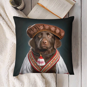 Regal Rhapsody Chocolate Labrador Plush Pillow Case-Cushion Cover-Chocolate Labrador, Dog Dad Gifts, Dog Mom Gifts, Home Decor, Pillows-4