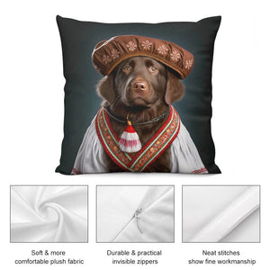 Regal Rhapsody Chocolate Labrador Plush Pillow Case-Cushion Cover-Chocolate Labrador, Dog Dad Gifts, Dog Mom Gifts, Home Decor, Pillows-5