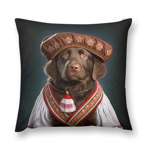 Regal Rhapsody Chocolate Labrador Plush Pillow Case-Cushion Cover-Chocolate Labrador, Dog Dad Gifts, Dog Mom Gifts, Home Decor, Pillows-12 "×12 "-1