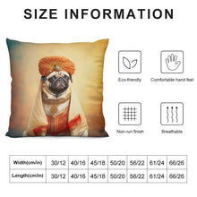 Load image into Gallery viewer, Regal Royalty Fawn Pug Plush Pillow Case-Cushion Cover-Dog Dad Gifts, Dog Mom Gifts, Home Decor, Pillows, Pug-12 &quot;×12 &quot;-White-1