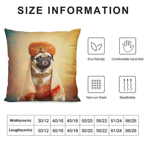 Regal Royalty Fawn Pug Plush Pillow Case-Cushion Cover-Dog Dad Gifts, Dog Mom Gifts, Home Decor, Pillows, Pug-12 "×12 "-White-1