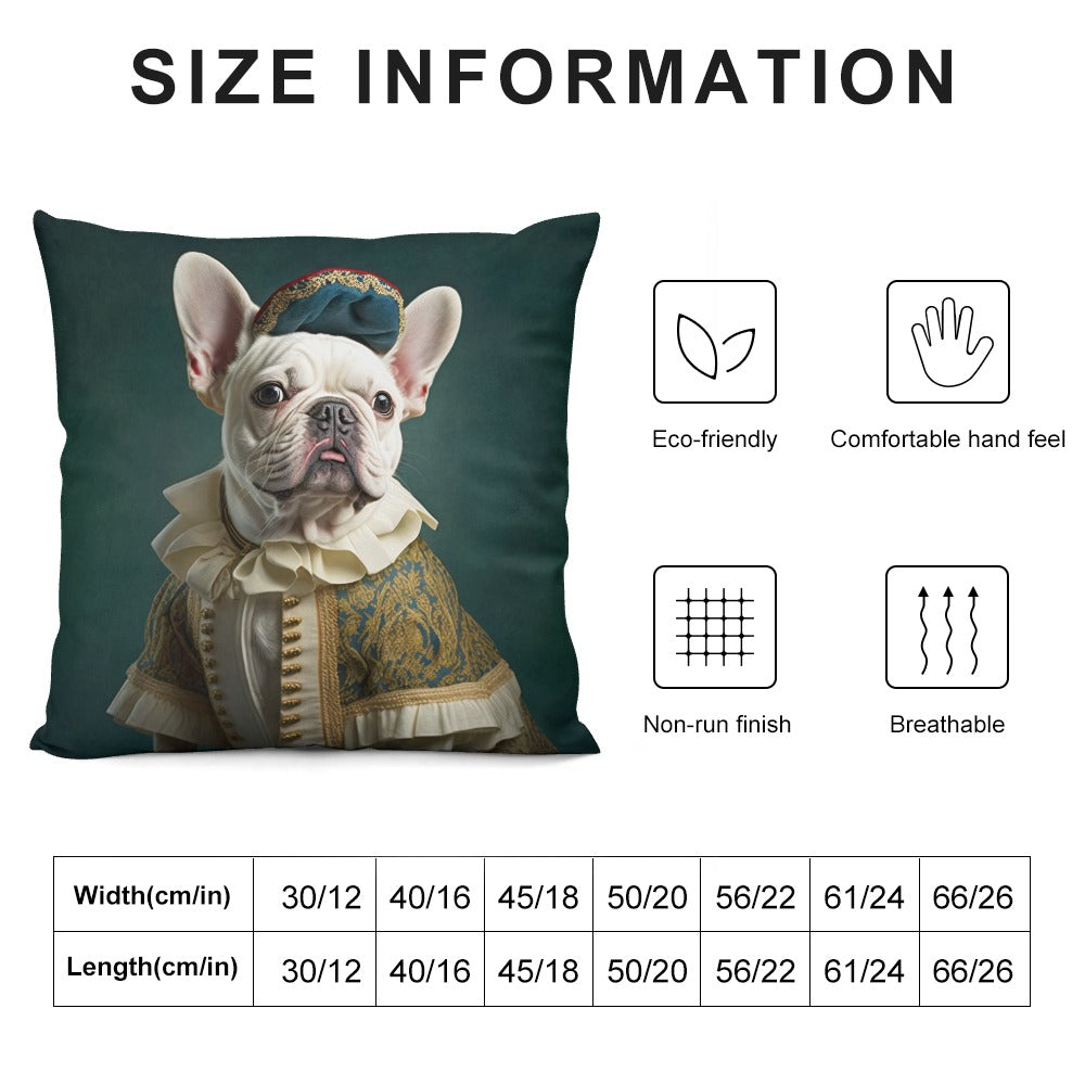 Regal Ruffian White French Bulldog Plush Pillow Case