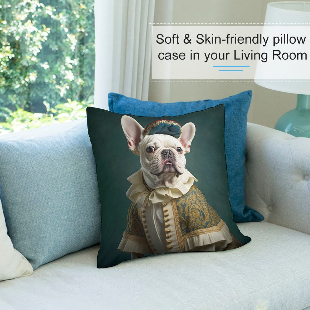 Regal Ruffian White French Bulldog Plush Pillow Case