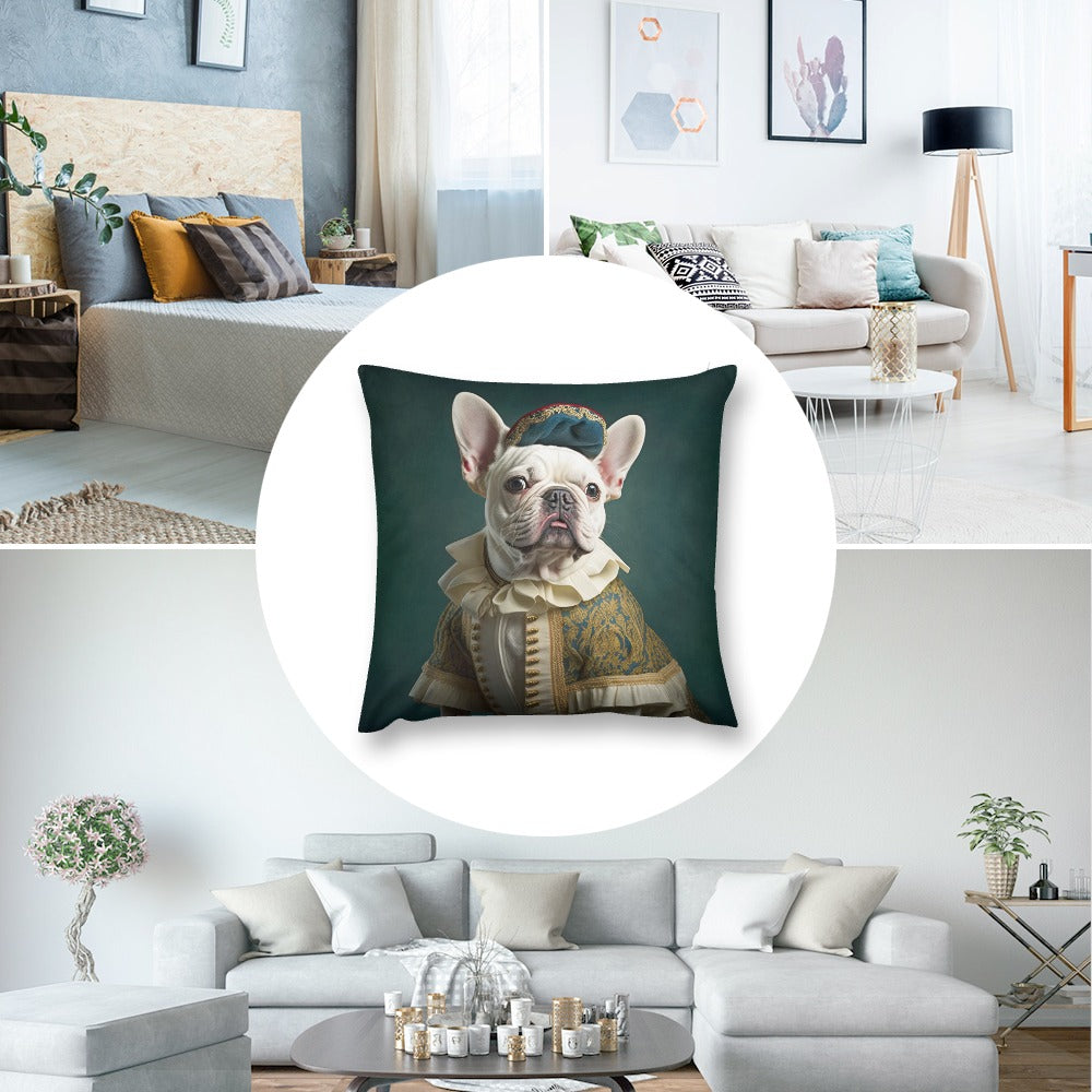 Regal Ruffian White French Bulldog Plush Pillow Case