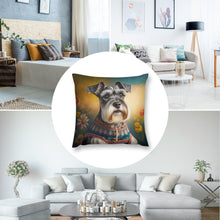 Load image into Gallery viewer, Regal Whiskers Schnauzer Plush Pillow Case-Cushion Cover-Dog Dad Gifts, Dog Mom Gifts, Home Decor, Pillows, Schnauzer-4