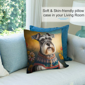 Regal Whiskers Schnauzer Plush Pillow Case-Cushion Cover-Dog Dad Gifts, Dog Mom Gifts, Home Decor, Pillows, Schnauzer-5