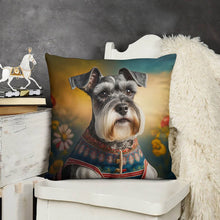 Load image into Gallery viewer, Regal Whiskers Schnauzer Plush Pillow Case-Cushion Cover-Dog Dad Gifts, Dog Mom Gifts, Home Decor, Pillows, Schnauzer-8