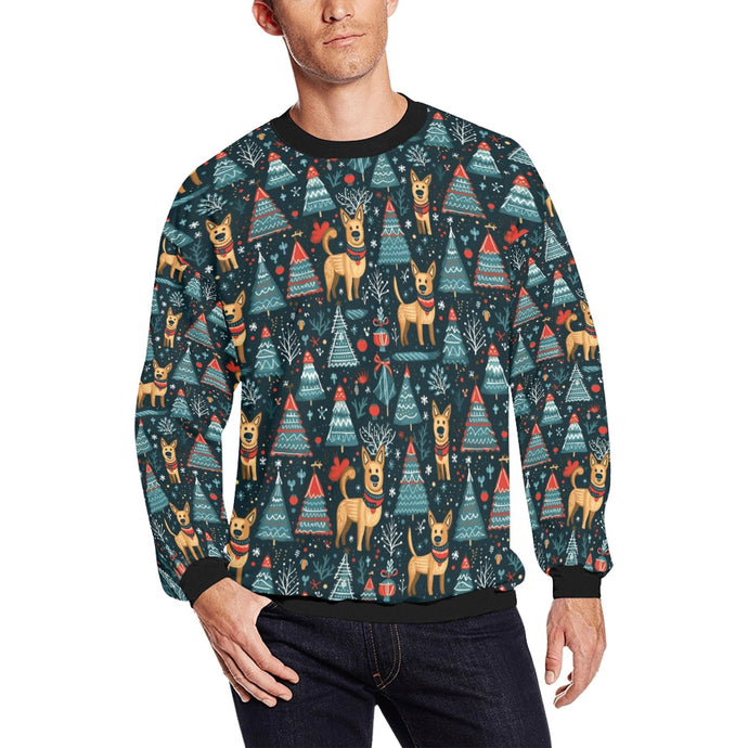 Reindeer Games German Shepherds Christmas Fuzzy Sweatshirt for Men-Apparel-Apparel, Christmas, Dog Dad Gifts, German Shepherd, Sweatshirt-S-1