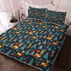 Reindeer Games German Shepherds Christmas Quilt Blanket Bedding Set-Bedding-Bedding, Blankets, Christmas, German Shepherd, Home Decor-3