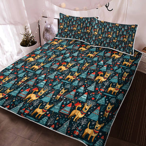 Reindeer Games German Shepherds Christmas Quilt Blanket Bedding Set-Bedding-Bedding, Blankets, Christmas, German Shepherd, Home Decor-Twin-Only Quilt-2