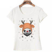Load image into Gallery viewer, Reindeer Pug Womens T ShirtApparel