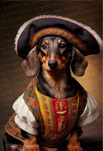 Renaissance Rascal Chocolate Tan Dachshund Wall Art Poster 360x