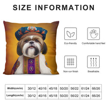 Load image into Gallery viewer, Renaissance Ruffian Shih Tzu Plush Pillow Case-Cushion Cover-Dog Dad Gifts, Dog Mom Gifts, Home Decor, Pillows, Shih Tzu-12 &quot;×12 &quot;-White-1