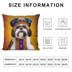 Renaissance Ruffian Shih Tzu Plush Pillow Case-Cushion Cover-Dog Dad Gifts, Dog Mom Gifts, Home Decor, Pillows, Shih Tzu-12 "×12 "-White-1