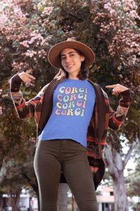 Retro Groovy Corgi Mom Women's Cotton T-Shirt-Apparel-Apparel, Corgi, Shirt, T Shirt-3
