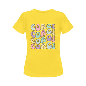 Retro Groovy Corgi Mom Women's Cotton T-Shirt-Apparel-Apparel, Corgi, Shirt, T Shirt-5