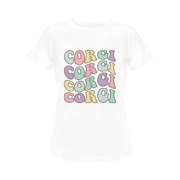 Retro Groovy Corgi Mom Women's Cotton T-Shirt-Apparel-Apparel, Corgi, Shirt, T Shirt-White-Small-6