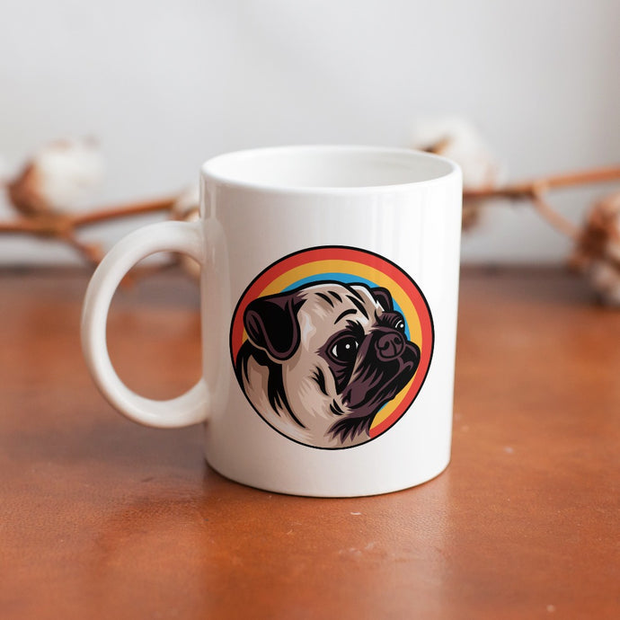 Retro Pug Love Coffee Mug-Mug-Dog Dad Gifts,Dog Memorial Gifts,Dog Mom Gifts,Mugs,Pug-1