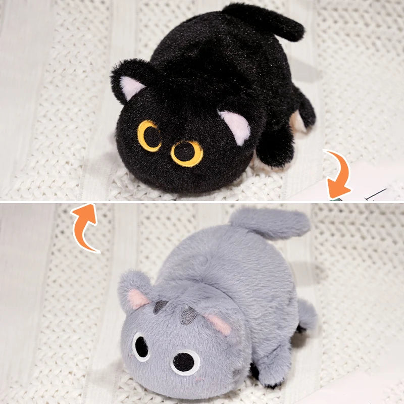 Reversible Flip Cat Plush - Black to Grey Cat