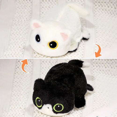 Reversible Flip Cat Plush - White to Black and White Cat-Cats-Black and White Cat,Cat Memorial Gifts,Stuffed Animal,White Cat-1