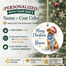 Load image into Gallery viewer, Rhodesian Ridgeback Christmas Ornament - Cozy Winter Pet Portrait Design - Personalize with Photo and Name-Christmas Ornament-Christmas,Christmas Ornament,Personalize Artwork-2