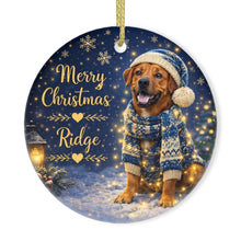 Load image into Gallery viewer, Rhodesian Ridgeback Christmas Ornament - Cozy Winter Pet Portrait Design - Personalize with Photo and Name-Christmas Ornament-Christmas,Christmas Ornament,Personalize Artwork-3