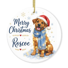 Load image into Gallery viewer, Rhodesian Ridgeback Christmas Ornament - Cozy Winter Pet Portrait Design - Personalize with Photo and Name-Christmas Ornament-Christmas,Christmas Ornament,Personalize Artwork-3