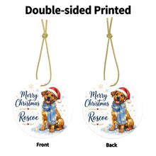 Load image into Gallery viewer, Rhodesian Ridgeback Christmas Ornament - Cozy Winter Pet Portrait Design - Personalize with Photo and Name-Christmas Ornament-Christmas,Christmas Ornament,Personalize Artwork-4