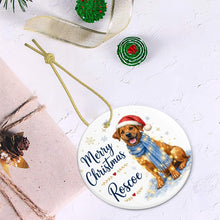 Load image into Gallery viewer, Rhodesian Ridgeback Christmas Ornament - Cozy Winter Pet Portrait Design - Personalize with Photo and Name-Christmas Ornament-Christmas,Christmas Ornament,Personalize Artwork-6