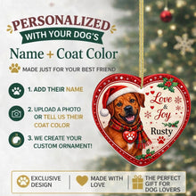 Load image into Gallery viewer, Rhodesian Ridgeback Christmas Ornament - Love &amp; Joy Heart Shaped Portrait - Personalize with Photo and Name-Christmas Ornament-Christmas,Christmas Ornament,Personalize Artwork,Rhodesian Ridgeback-2