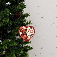 Load image into Gallery viewer, Rhodesian Ridgeback Christmas Ornament - Love &amp; Joy Heart Shaped Portrait - Personalize with Photo and Name-Christmas Ornament-Christmas,Christmas Ornament,Personalize Artwork,Rhodesian Ridgeback-3