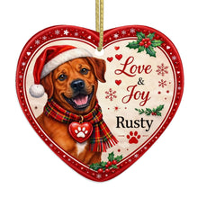 Load image into Gallery viewer, Rhodesian Ridgeback Christmas Ornament - Love &amp; Joy Heart Shaped Portrait - Personalize with Photo and Name-Christmas Ornament-Christmas,Christmas Ornament,Personalize Artwork,Rhodesian Ridgeback-4