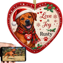 Load image into Gallery viewer, Rhodesian Ridgeback Christmas Ornament - Love &amp; Joy Heart Shaped Portrait - Personalize with Photo and Name-Christmas Ornament-Christmas,Christmas Ornament,Personalize Artwork,Rhodesian Ridgeback-1