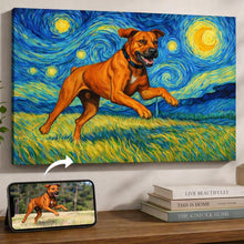 Load image into Gallery viewer, Photo of starry night inspired Rhodesian Ridgeback wall art