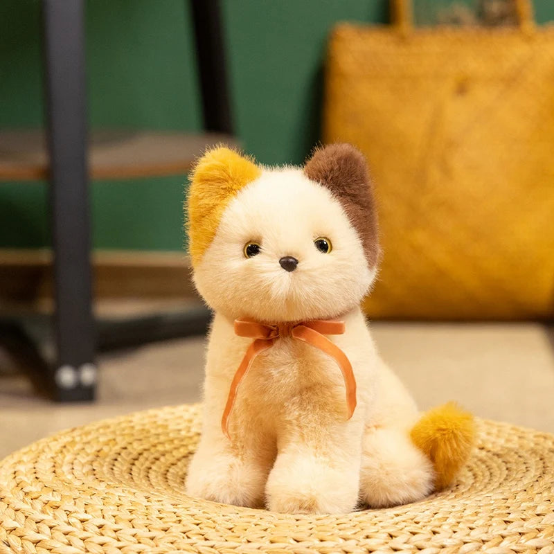 Ribbon Bow Calico Stuffed Animal Plush Toys - Realistic-Cats-Stuffed Animal-calico cat-25cm-3