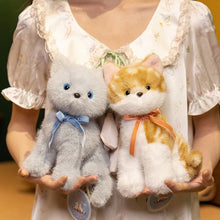 Load image into Gallery viewer, Ribbon Bow Grey Cat Stuffed Animal Plush Toys - Light Grey / Silver Coat - Realistic-Cats-Stuffed Animal-15