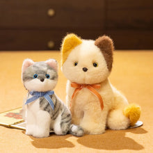 Load image into Gallery viewer, Ribbon Bow Grey Cat Stuffed Animal Plush Toys - Light Grey / Silver Coat - Realistic-Cats-Stuffed Animal-3
