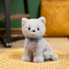 Load image into Gallery viewer, Ribbon Bow Grey Cat Stuffed Animal Plush Toys - Light Grey / Silver Coat - Realistic-Cats-Stuffed Animal-grey cat-25cm-1