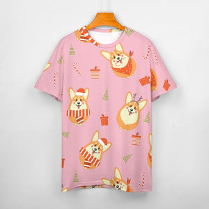 Rolly Polly Christmas Corgis All Over Print Women's Cotton T-Shirt - 4 Colors-Apparel-Apparel, Christmas, Corgi, Shirt, T Shirt-5