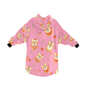 Rolly Polly Christmas Corgis Blanket Hoodie for Women-4